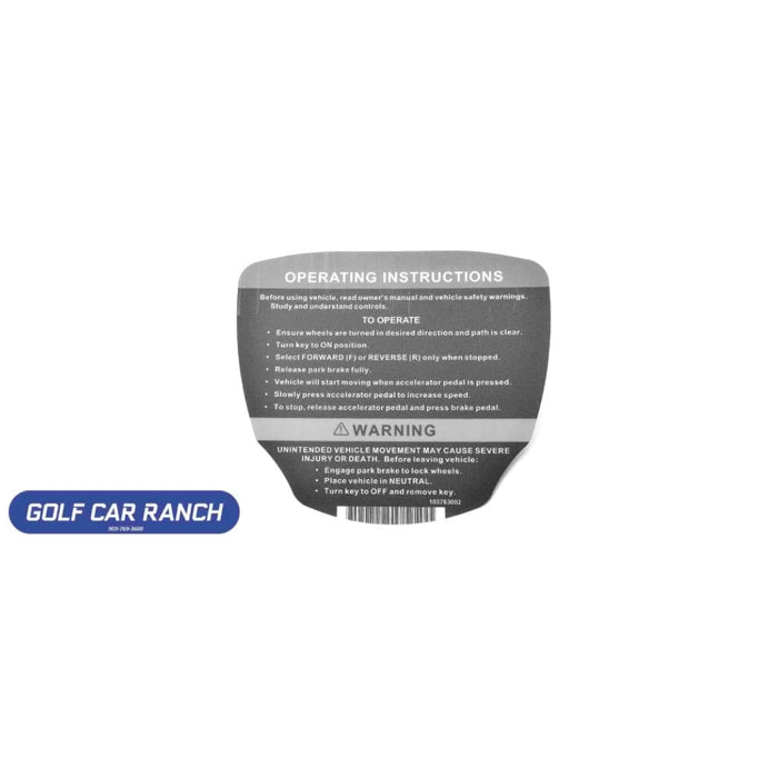 103783002 DECAL OP INSTR GAS PS Vehicle Decals