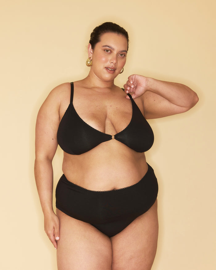 90210 LOW SUPPORT COTTON BRA BLACK