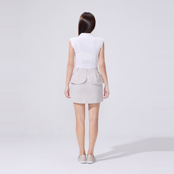 Lace Trim Flap Skirt (Beige)