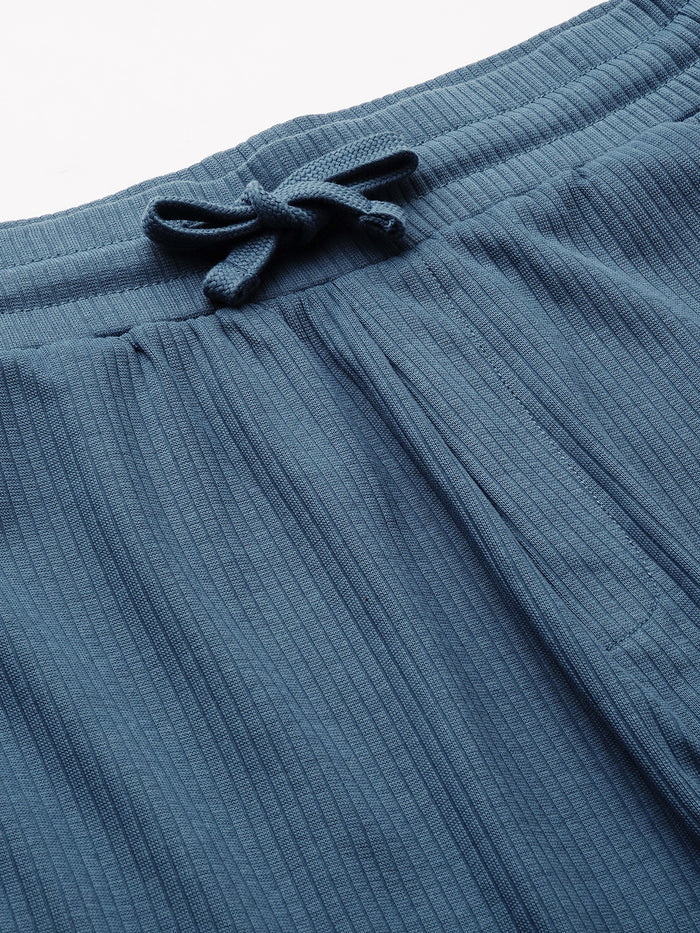 Men's Cotton Elastane Regular Fit Shorts Blue