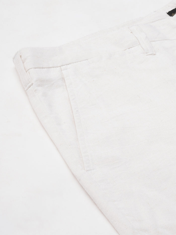Men's Linen Viscose Regular Fit Shorts White