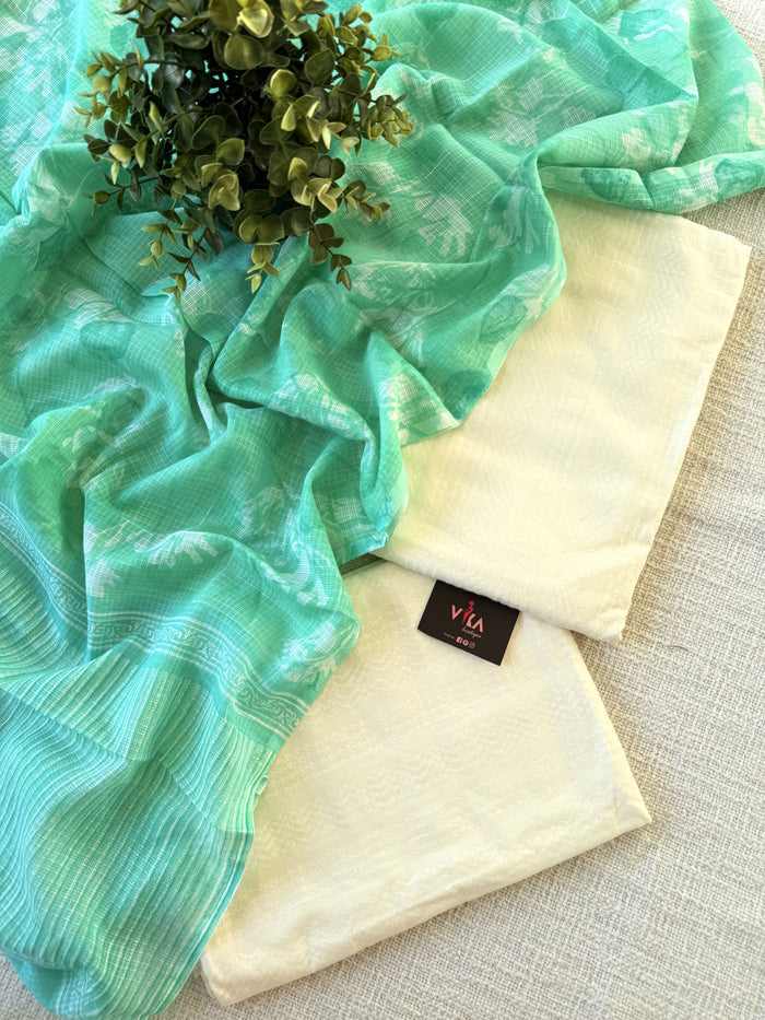 Off white cotton salwar suit material