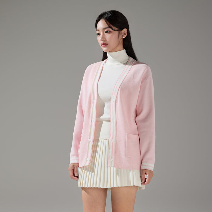 Pearl Logo Flared Pleats Skirt (Ivory)