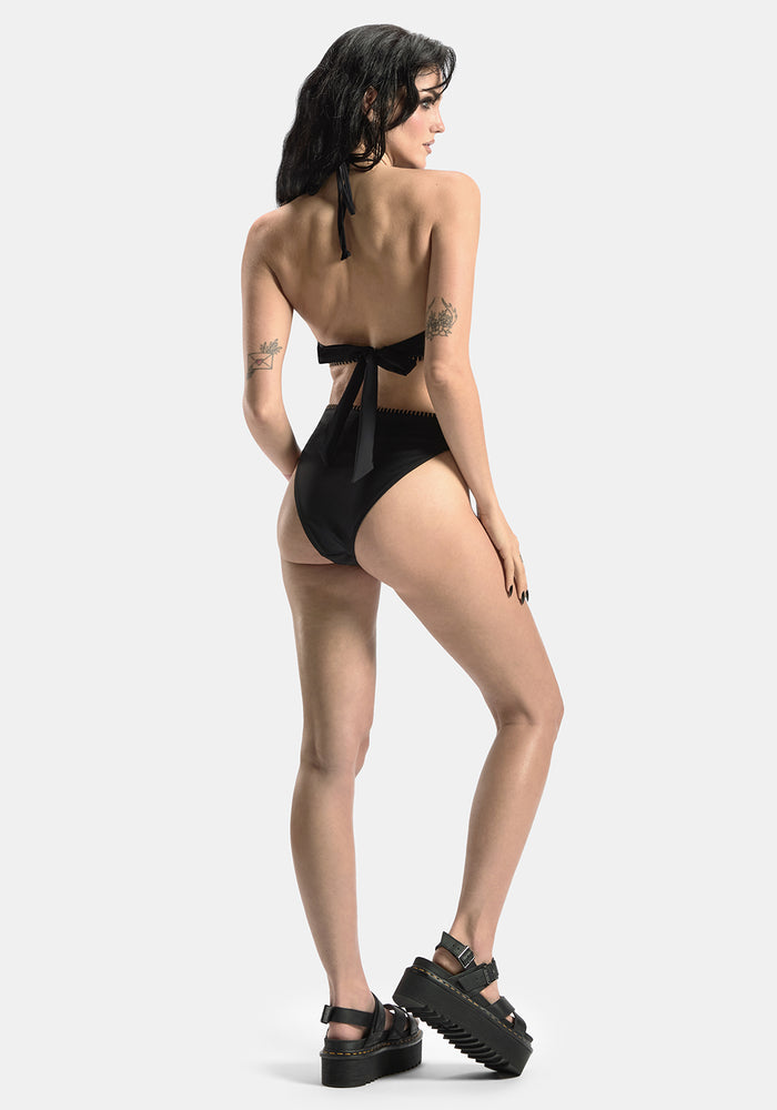 Sola Embroidered Halter Tie Back Bikini Top