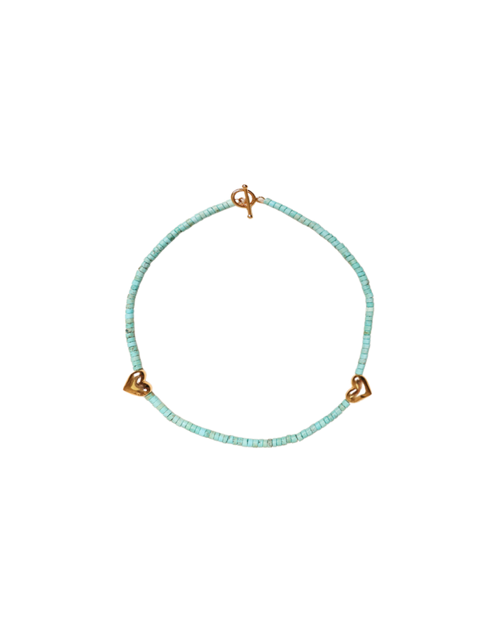 TWIN HEART NECKLACE TURQUOISE