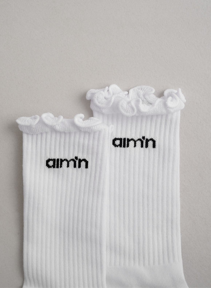 White Frill Logo Socks