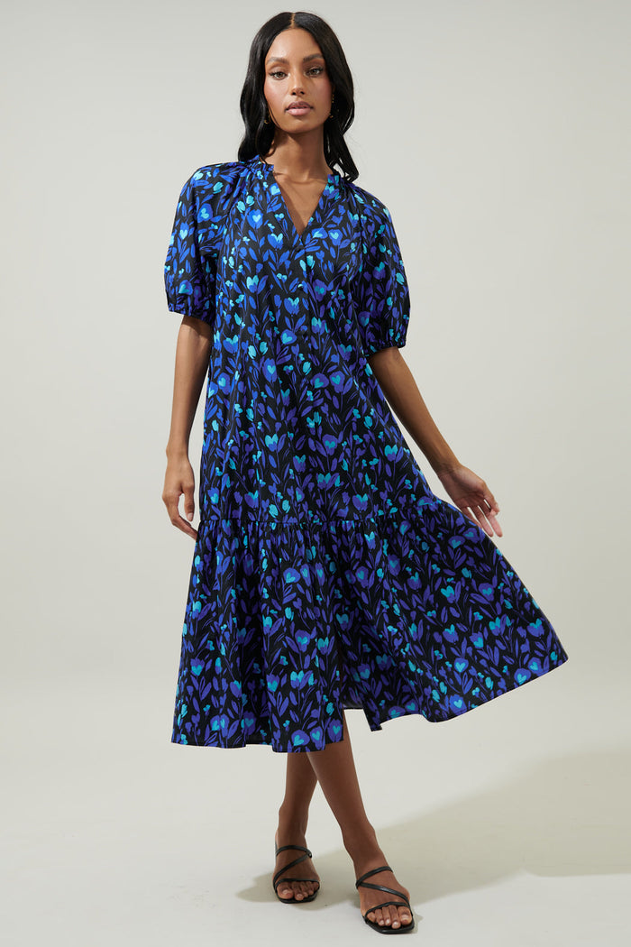 Wynette Tiered Midi Dress Zorya Floral