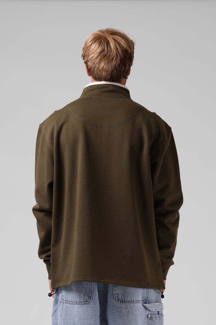 90's 1/4 Zip - Olive / White