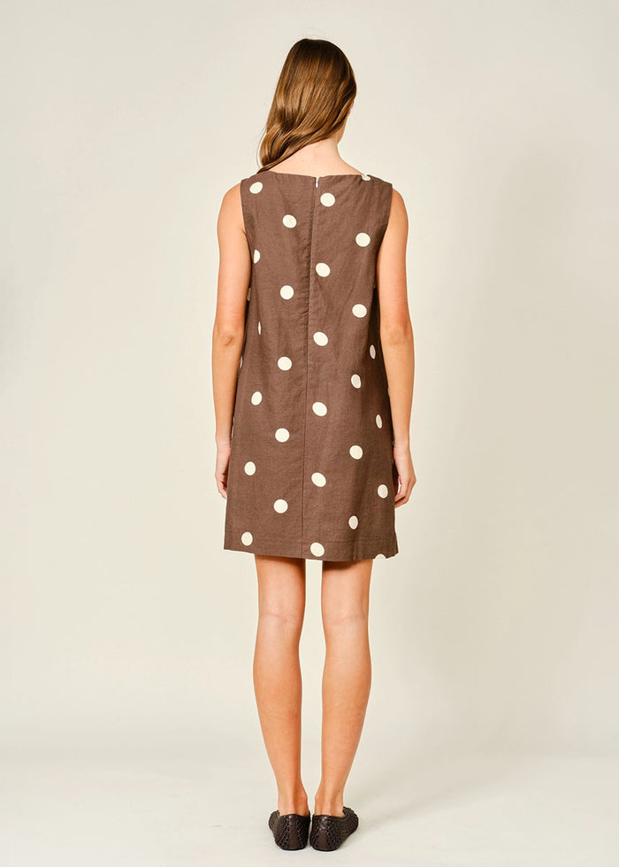 Annie Polka Dot Mini Dress - Mocha