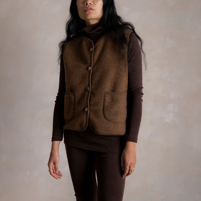 Auk Women's Top - Merino Wool & Silk - Cacao