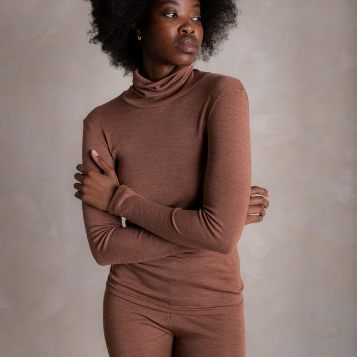 Auk Women's Top - Merino Wool & Silk - Russet