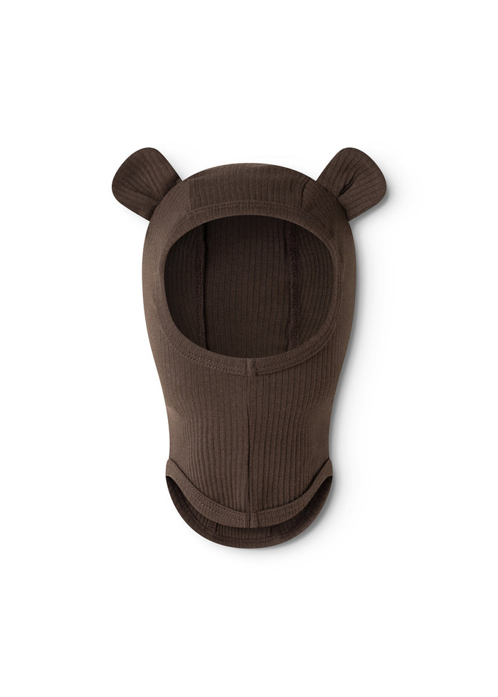 Elephant toys with ear flaps and a round face opening in dark brown.