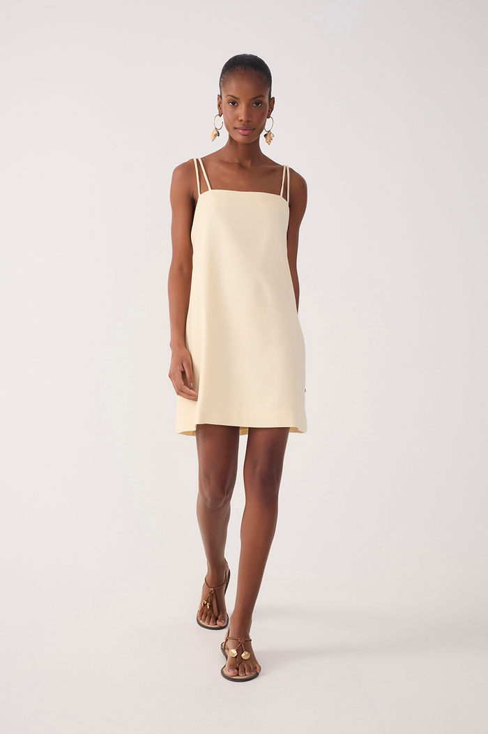 Beige Double Strap Mini Dress_2