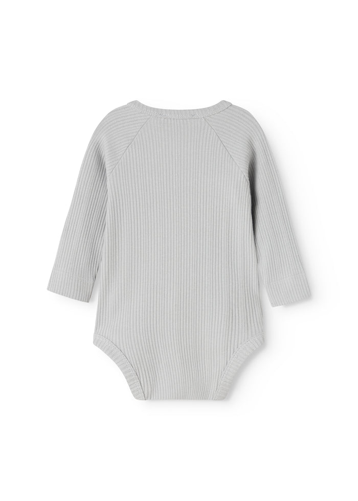 Belito bodystocking light blue striped with long sleeves seen from behind