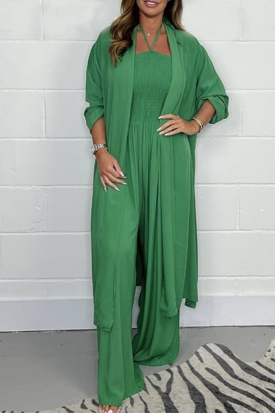Benoîte - Ensemble 2 pièces à dos nu avec lacets et pantalon large pour femmes