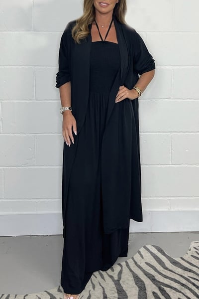 Benoîte - Ensemble 2 pièces à dos nu avec lacets et pantalon large pour femmes