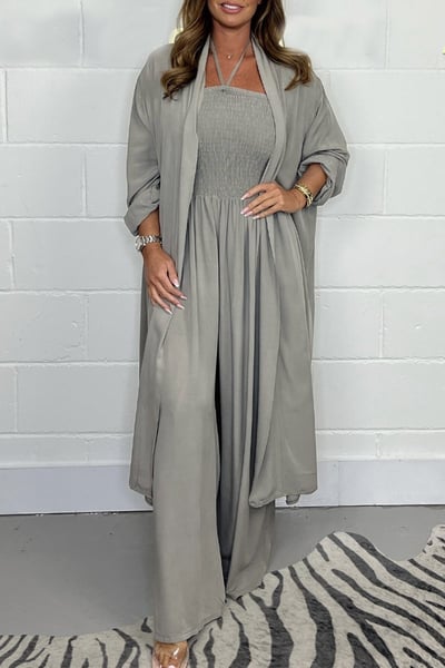 Benoîte - Ensemble 2 pièces à dos nu avec lacets et pantalon large pour femmes