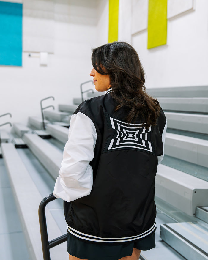 Big 12 Conference Black and White Vintage Varsity Jacket Back