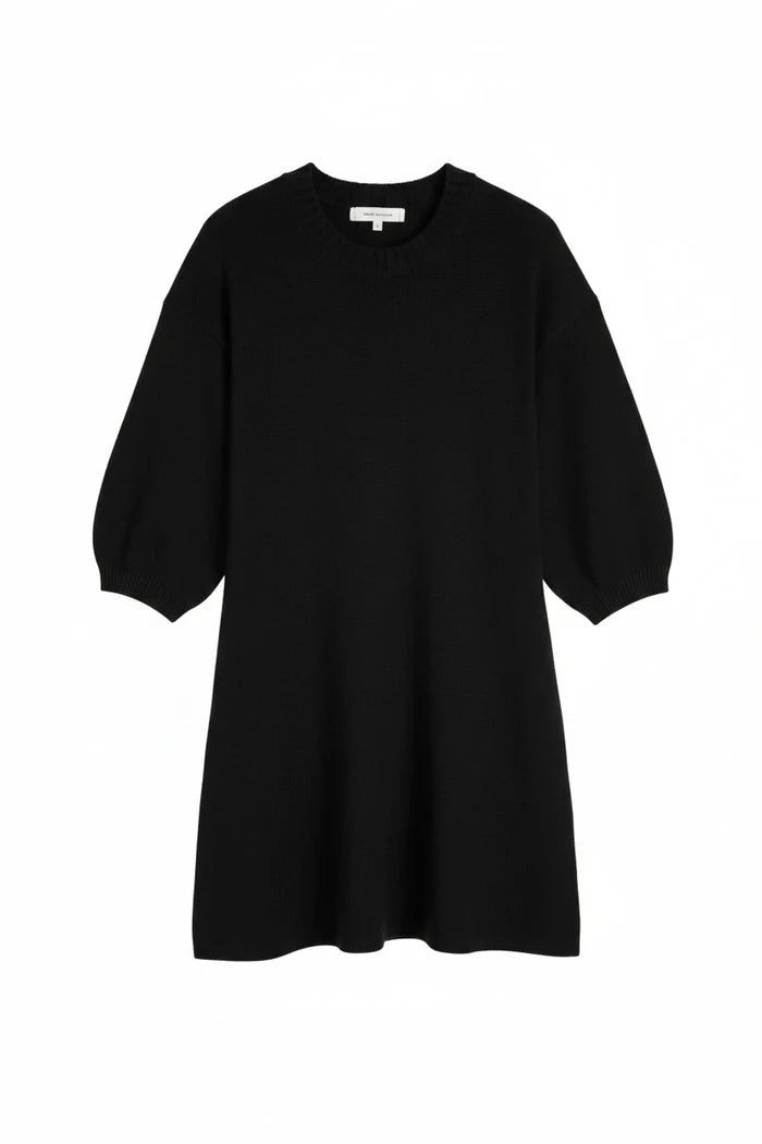 Black Wool-Cashmere Wide-Sleeve Dress
