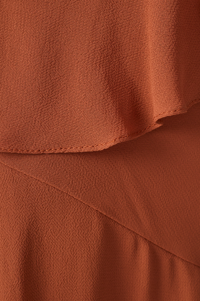 Brown Ruffled Asymmetric Midi Dress_6