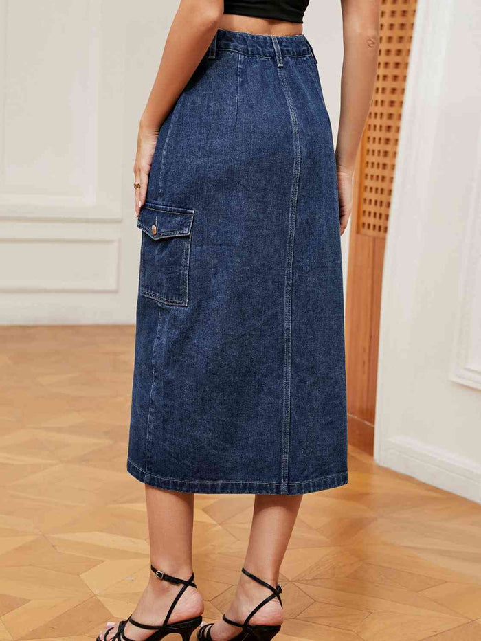 Button Down Denim Skirt - Madikfashions.com