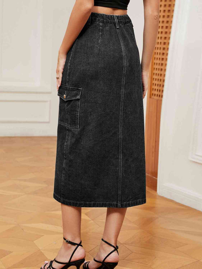 Button Down Denim Skirt - Madikfashions.com