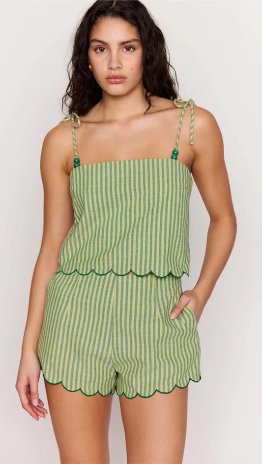 Capri Tie Shoulder Cami - Green Stripe