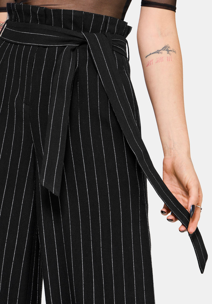 Charli Pinstripe Paperbag Waist Straight Leg Trouser UK 6
