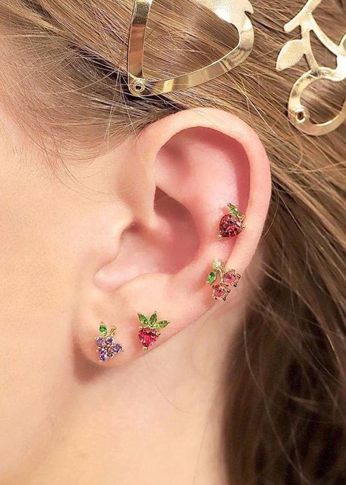 Cherry Studs - Gold