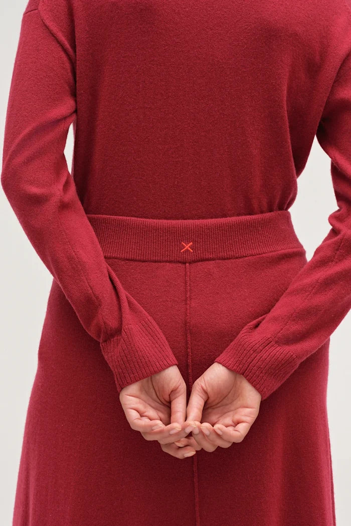 Cherry Wool-Cashmere Midi Skirt