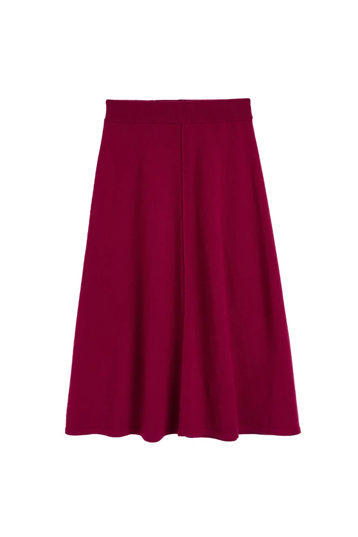 Cherry Wool-Cashmere Midi Skirt