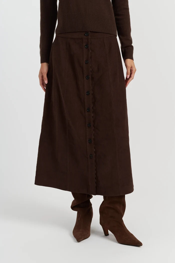Chocolate Cotton A-Line Skirt