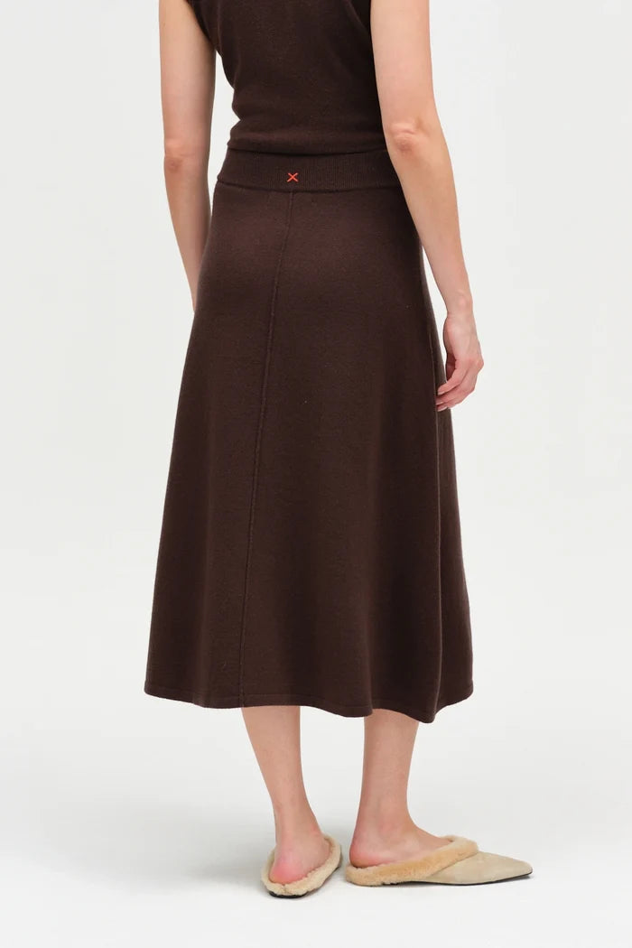 Chocolate Wool-Cashmere Midi Skirt