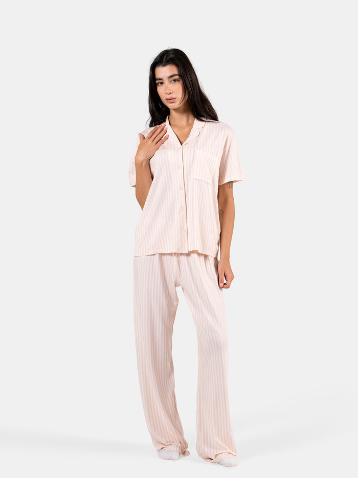 CLASSIC STRIP PANTS SET BABY PINK X WHITE 2