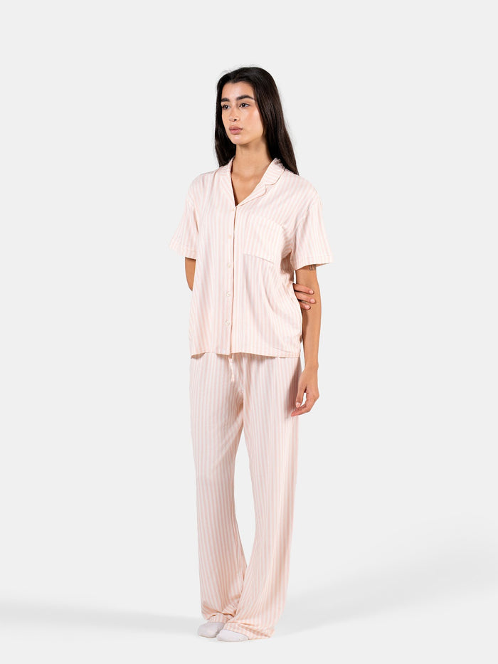 CLASSIC STRIP PANTS SET BABY PINK X WHITE 3
