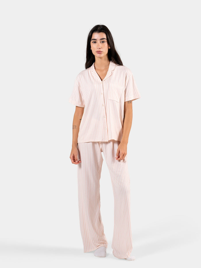 CLASSIC STRIP PANTS SET BABY PINK X WHITE 8