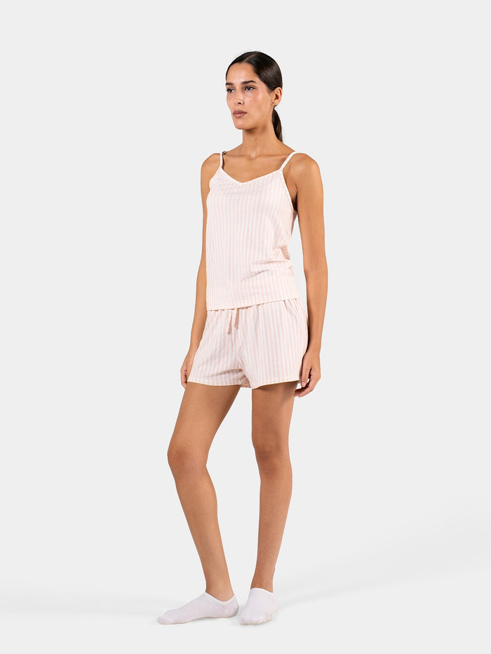 CLASSIC STRIP SPAGHETTI-SHORT SET BABY PINK X WHITE 2