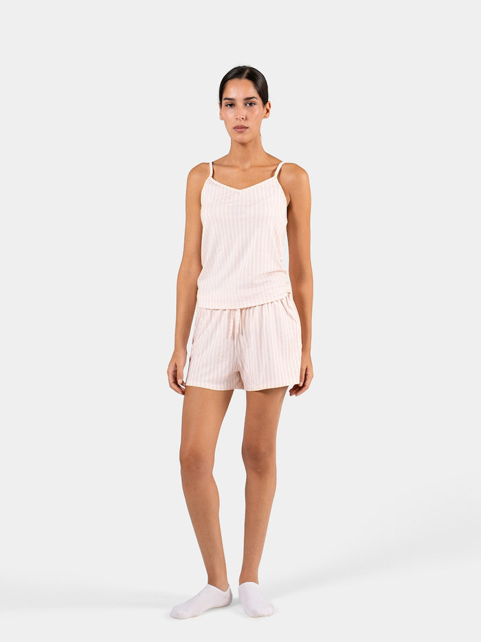 CLASSIC STRIP SPAGHETTI-SHORT SET BABY PINK X WHITE 3