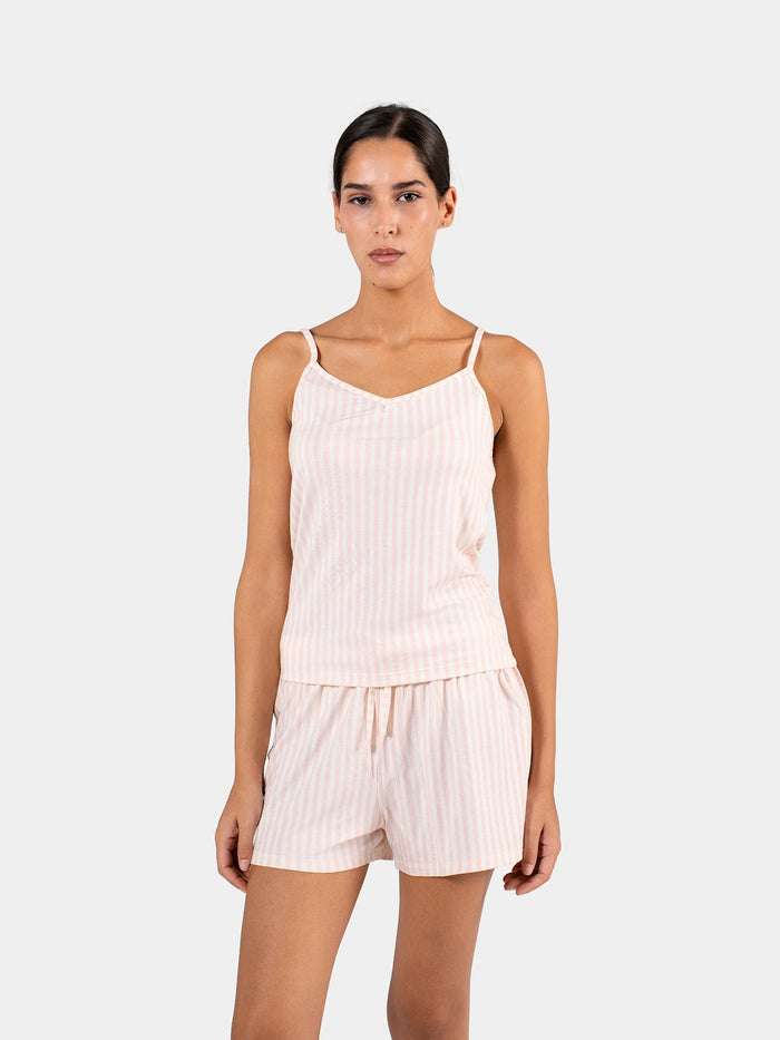 CLASSIC STRIP SPAGHETTI-SHORT SET BABY PINK X WHITE 5