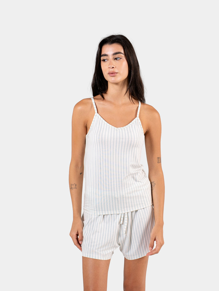 CLASSIC STRIP SPAGHETTI-SHORT SET BABY BLUE X WHITE 1