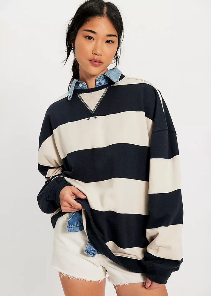 Classic Wide Striped Crew - Black Combo