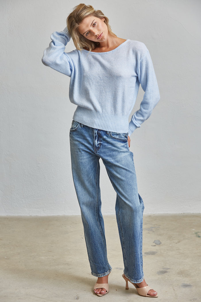 Cloud Soft Off-Shoulder Sweater - Baby Blue
