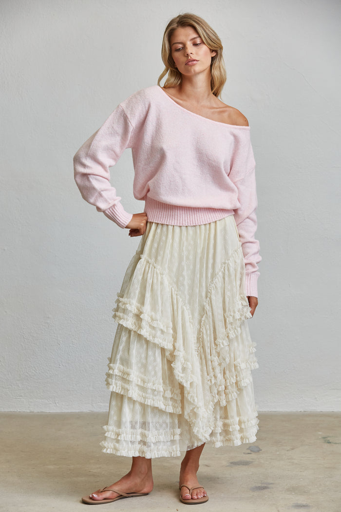 Cloud Soft Off-Shoulder Sweater - Baby Blue