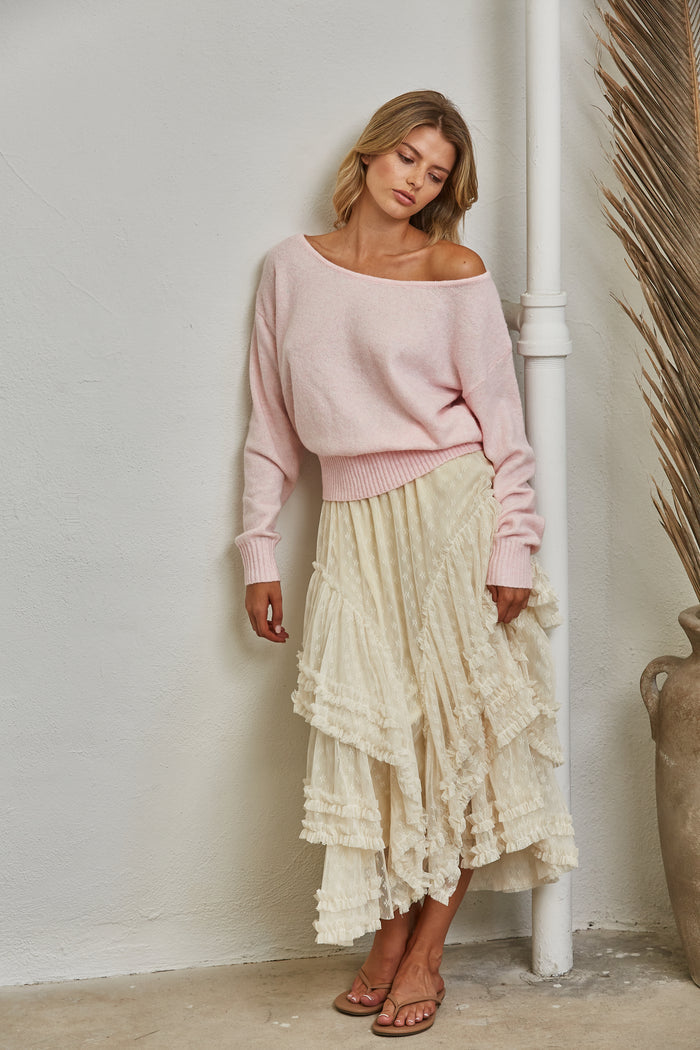 Cloud Soft Off-Shoulder Sweater - Baby Blue