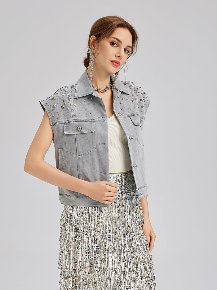 Crystal Star Chain Drop Earrings