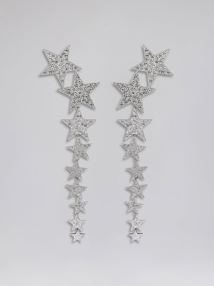 Crystal Star Chain Drop Earrings