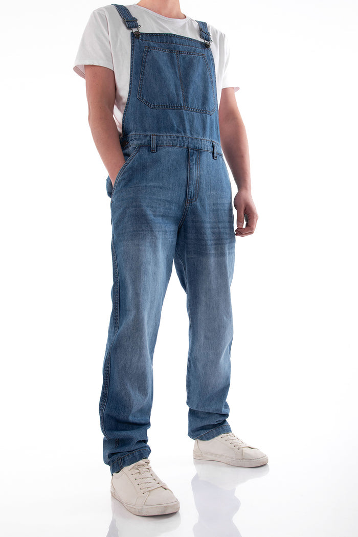 Denim Dungarees - Mid Blue