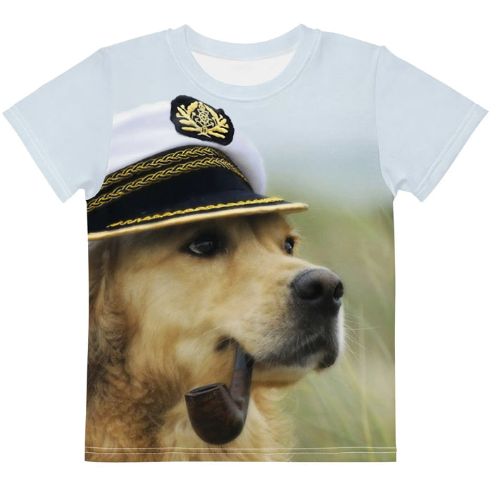 Dog Captain Kid's Tee in Maritime Golden Amber. CPSIA Compliant, OEKO-TEX® 100, REACH Compliant.