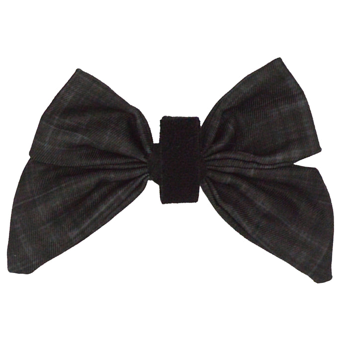 The Sassy Woof Dog Sailor Bow - Baby Got Black features wide, textured black fabric loops with a central band, shown against a white background.