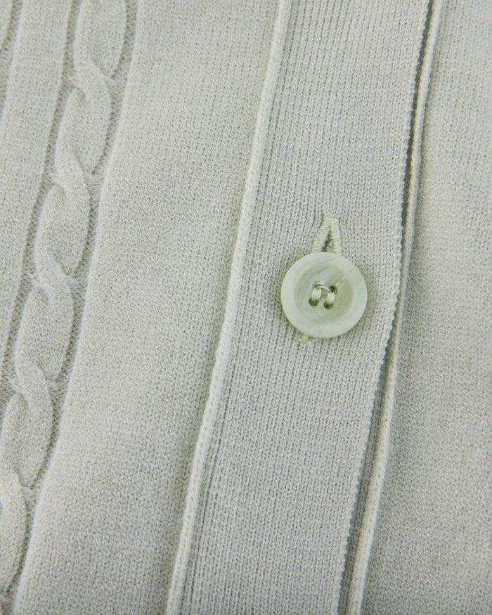 Double Color V Neck Cardigan (Green)